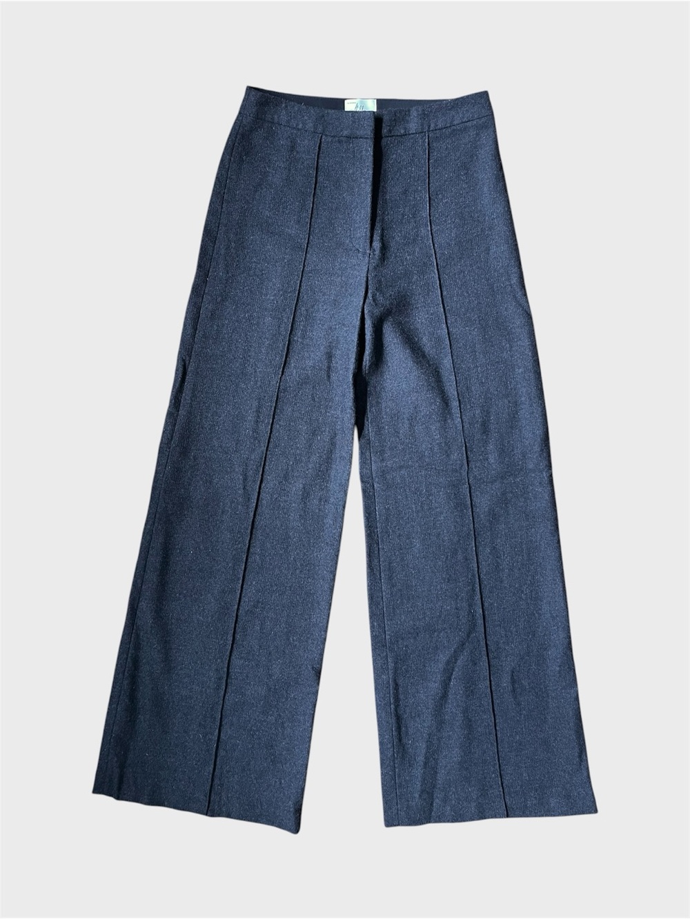 Vintage Milly of New York High-Waist Wide-Leg Pants in Charcoal Wool-Silk Blend